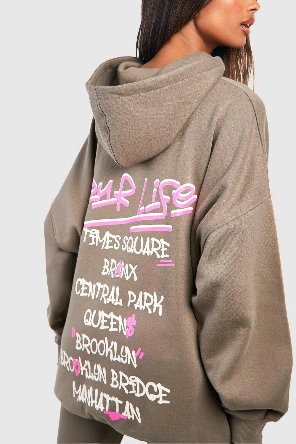 Hoodies & Sweatshirts | Tour Life Graffiti Slogan Oversized Hoodie | boohoo