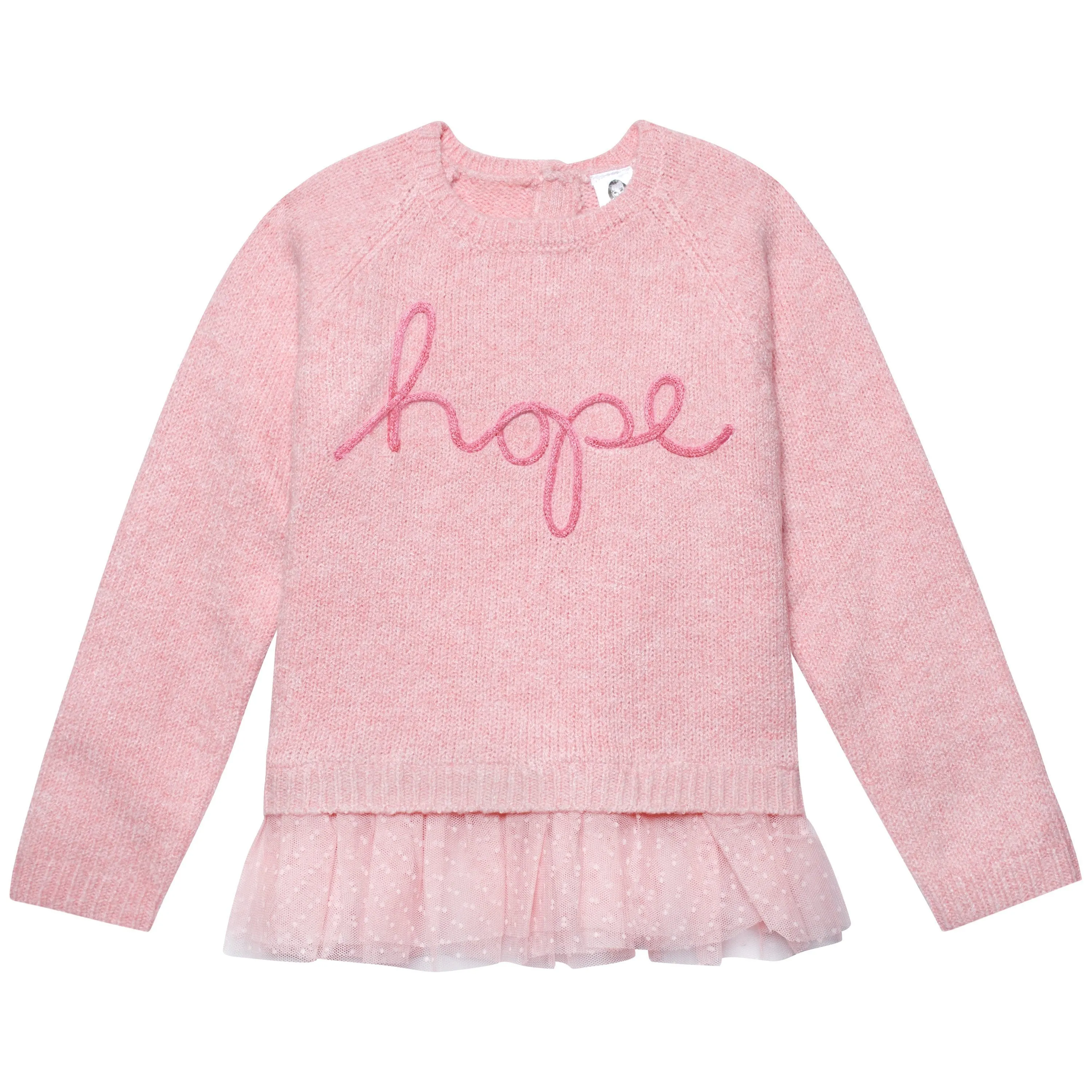 Infant & Toddler Girls Pink Sweater With Tulle Trim