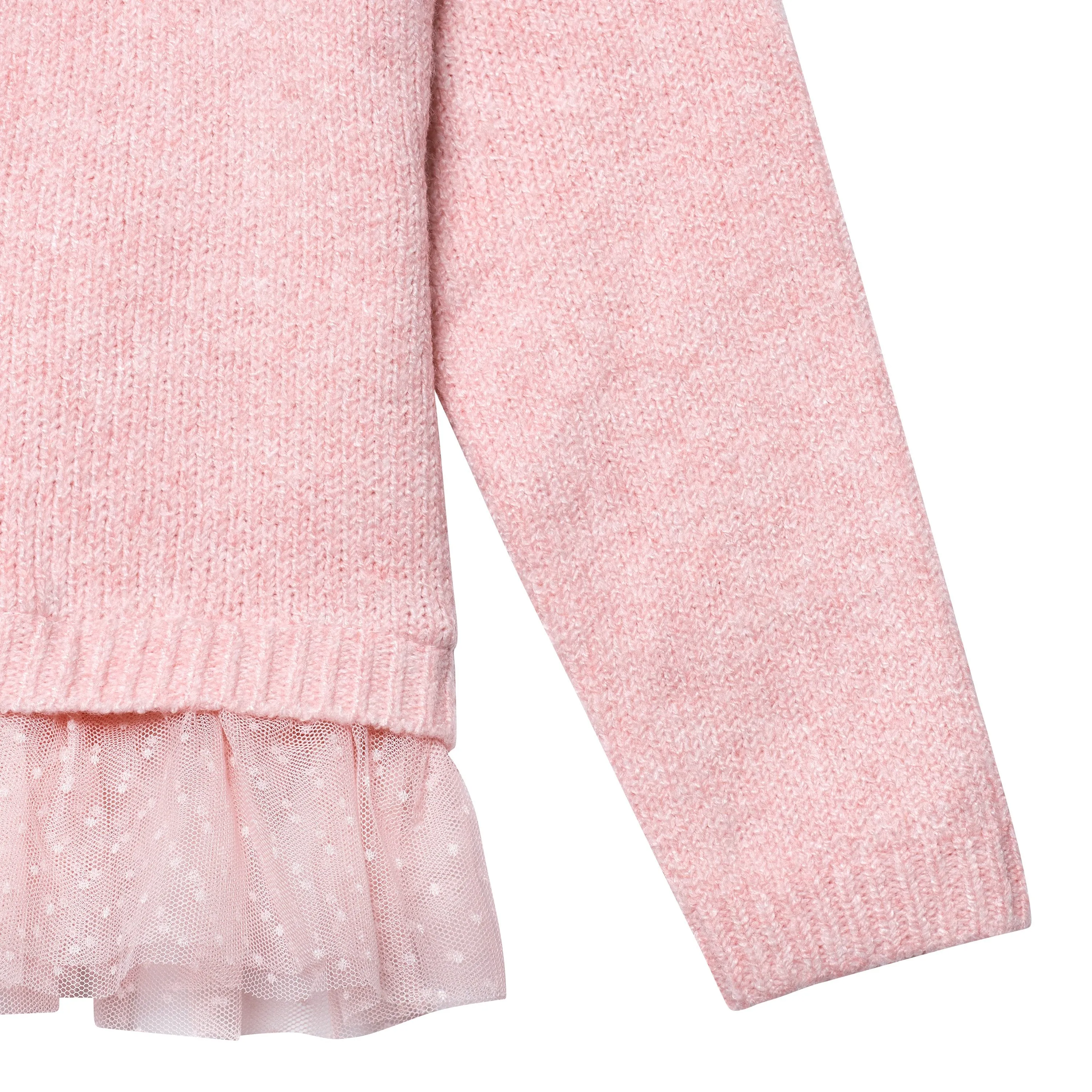 Infant & Toddler Girls Pink Sweater With Tulle Trim