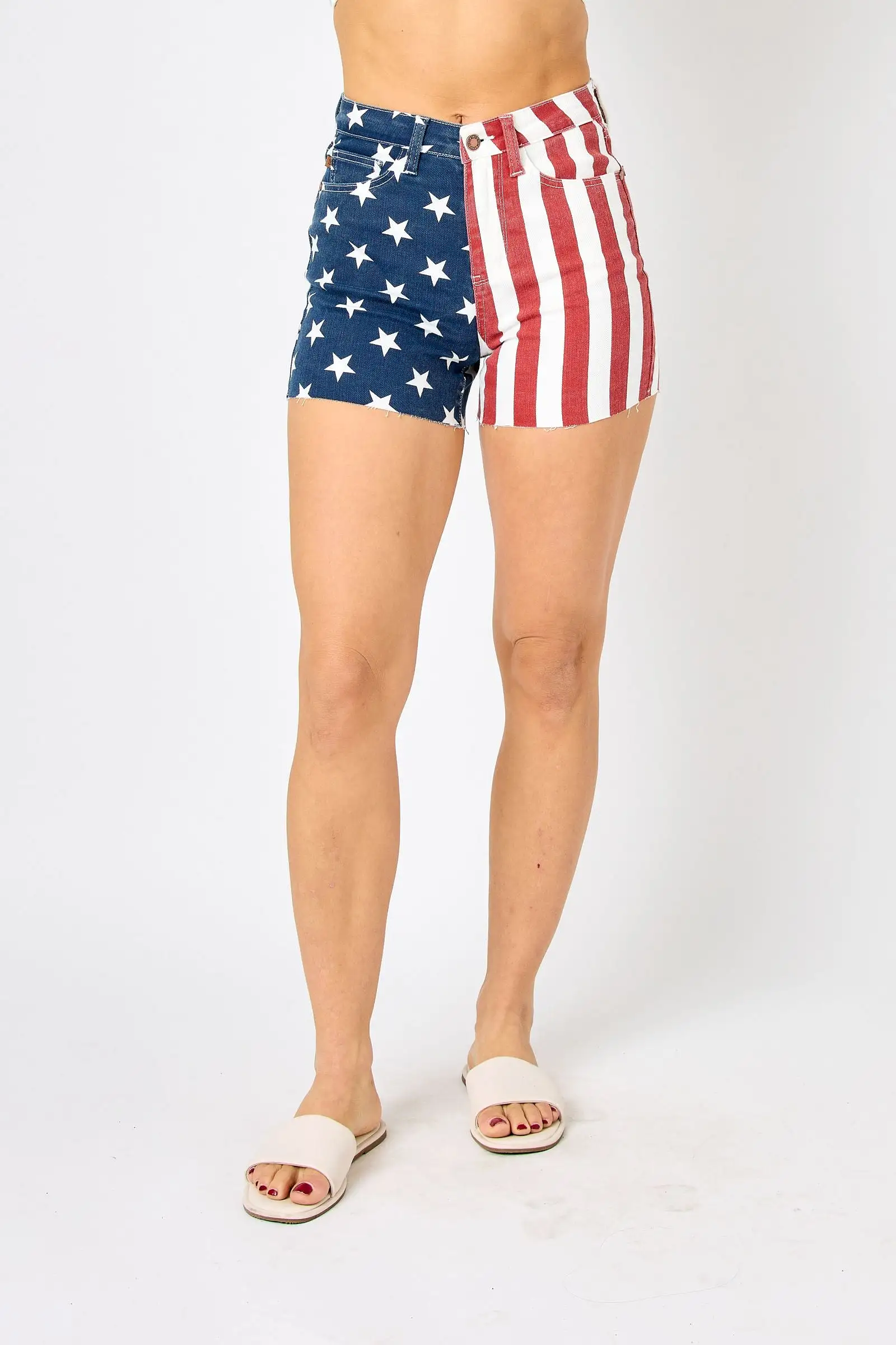 Judy Blue HIGH WAIST AMERICANA FLAG FRAY HEM SHORTS