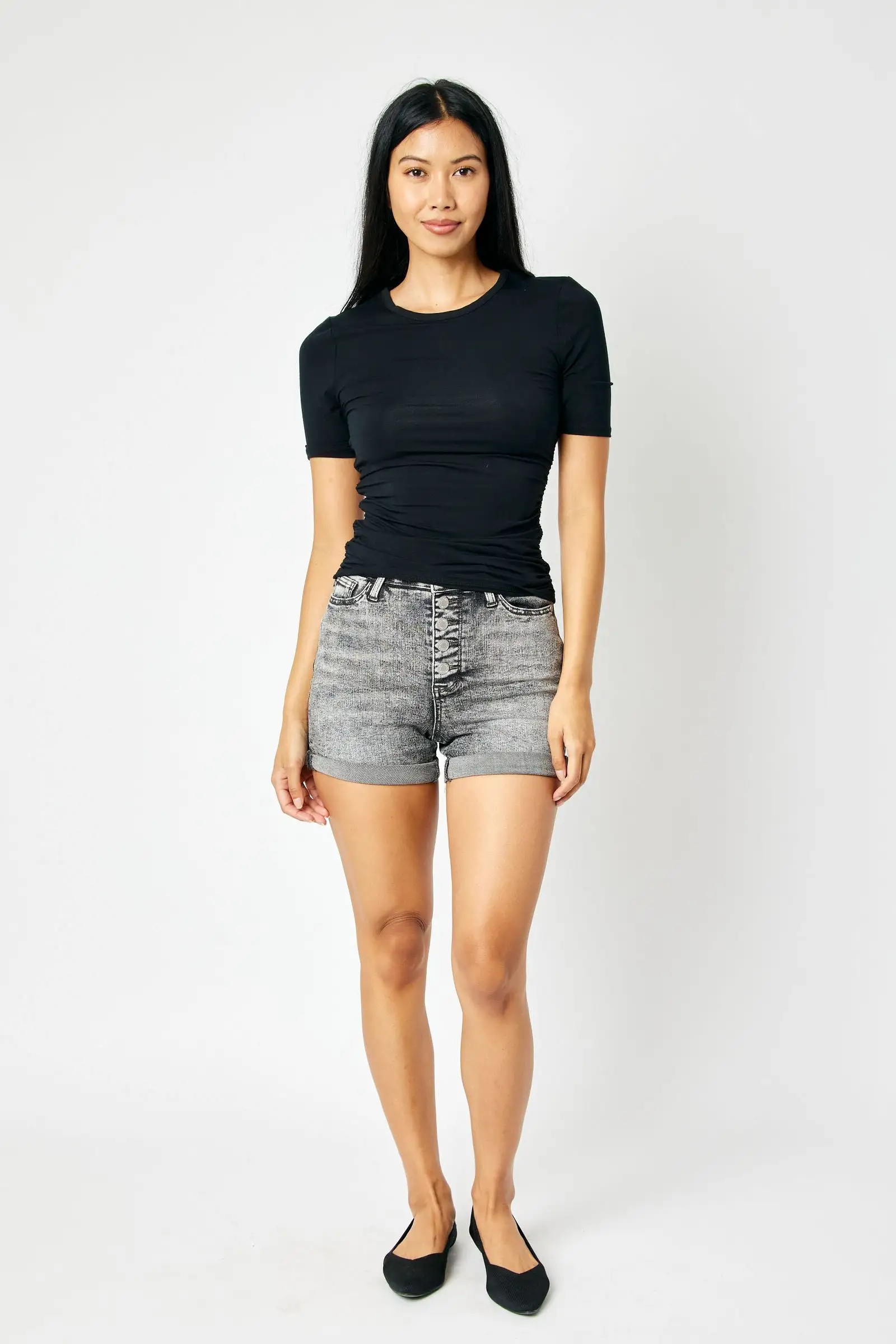 Judy Blue High Waist Button Fly Cuffed Shorts