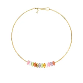 Just bead it choker yellow gold with multiple candy beads