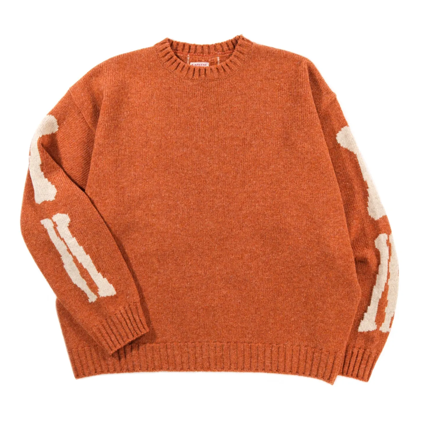 KAPITAL 5G WOOL BONE CREW SWEATER ORANGE