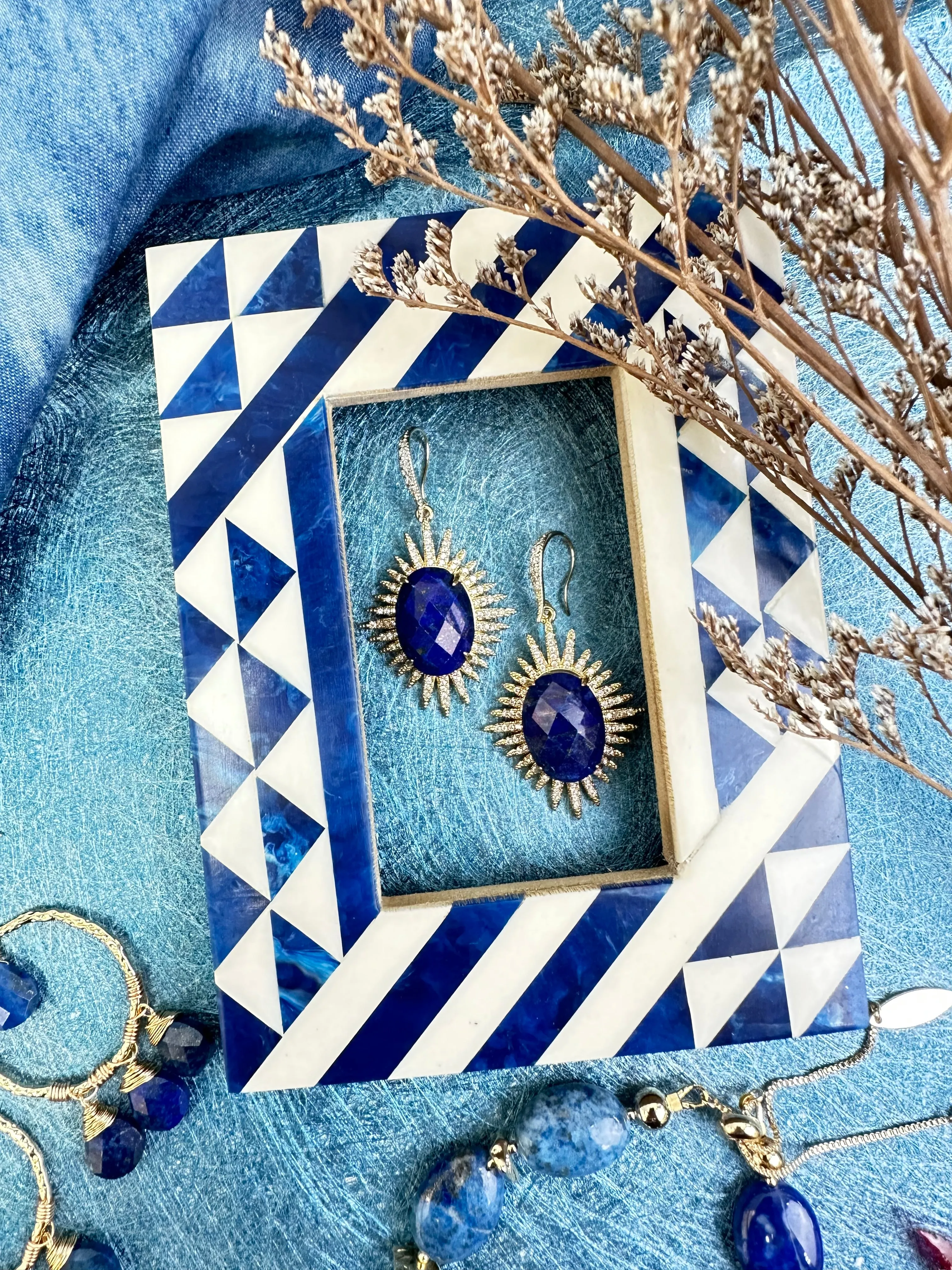 Lapis Statement Earrings KE011