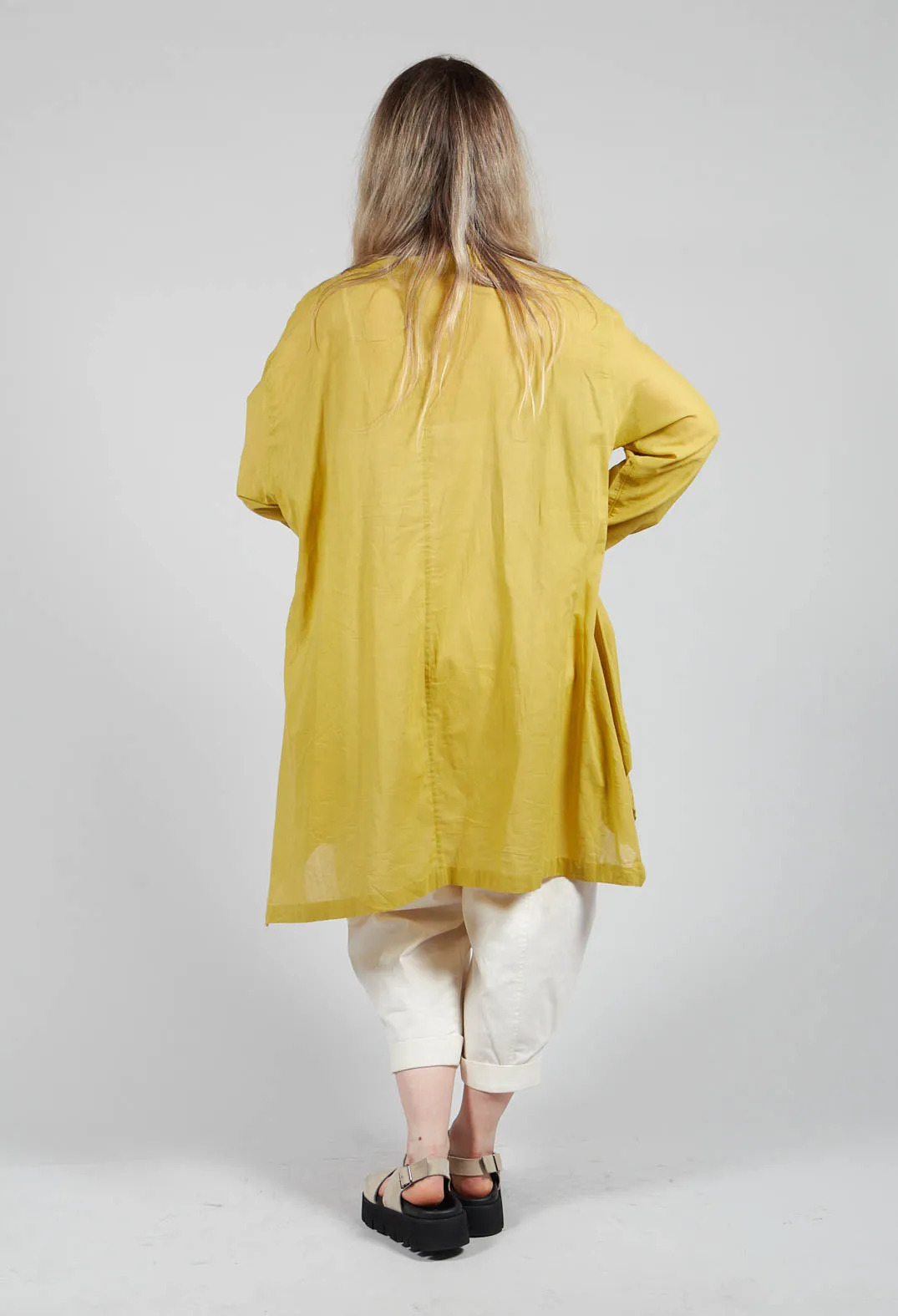 Lightweight Longline Shirt in Mustard Print