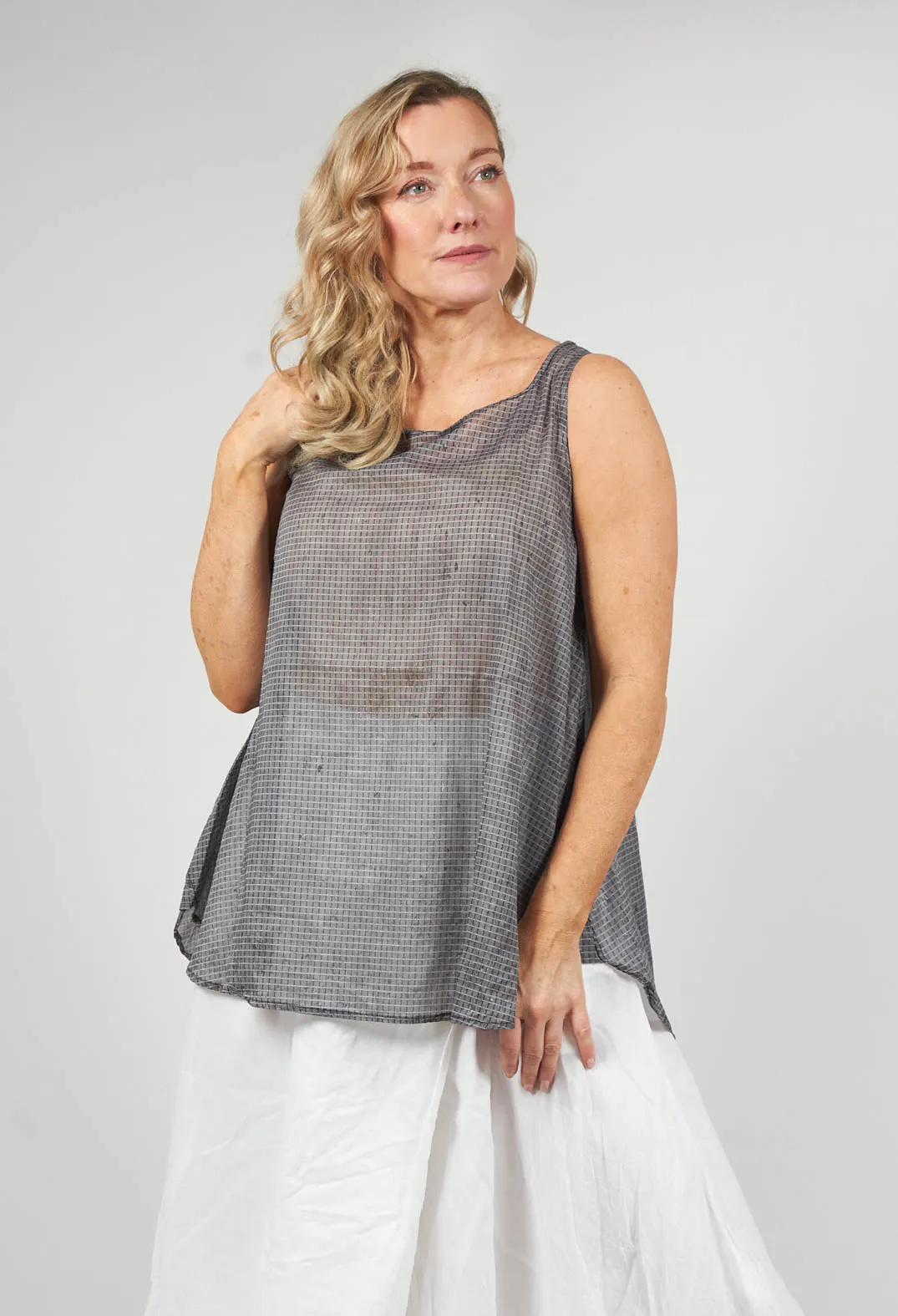 Lightweight Sleeveless Top in Black Stripe