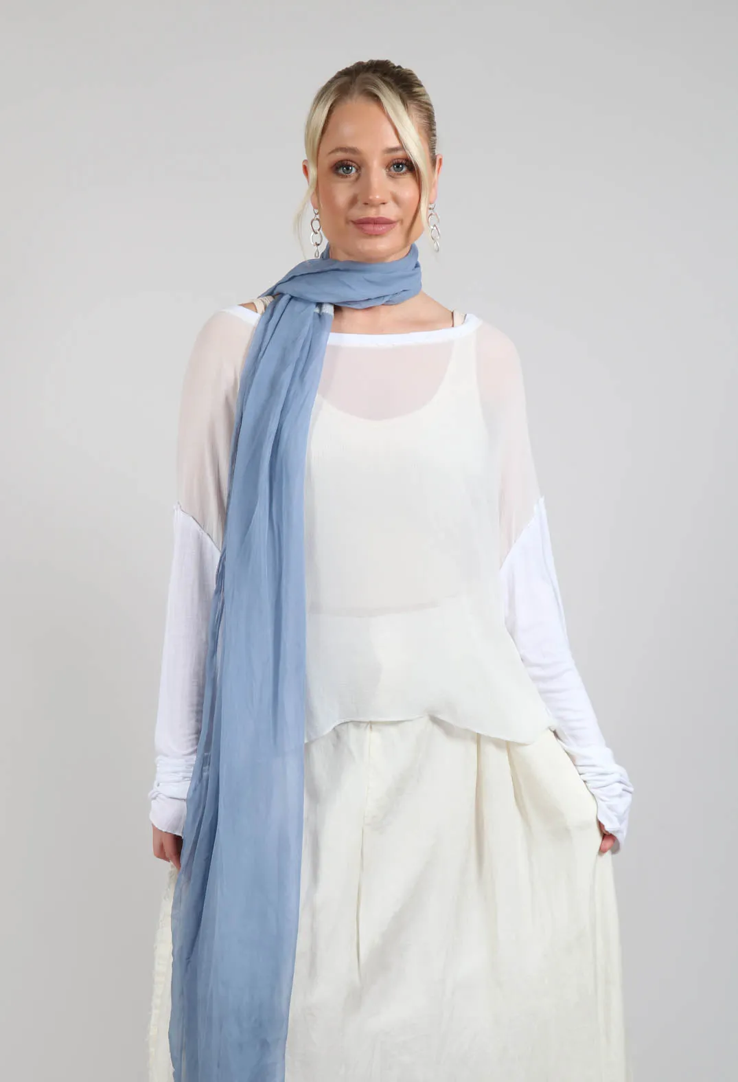 Lightweight Top with Contrasting Sleeves in White