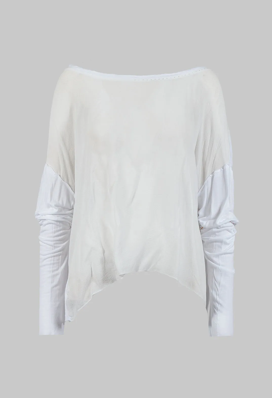 Lightweight Top with Contrasting Sleeves in White