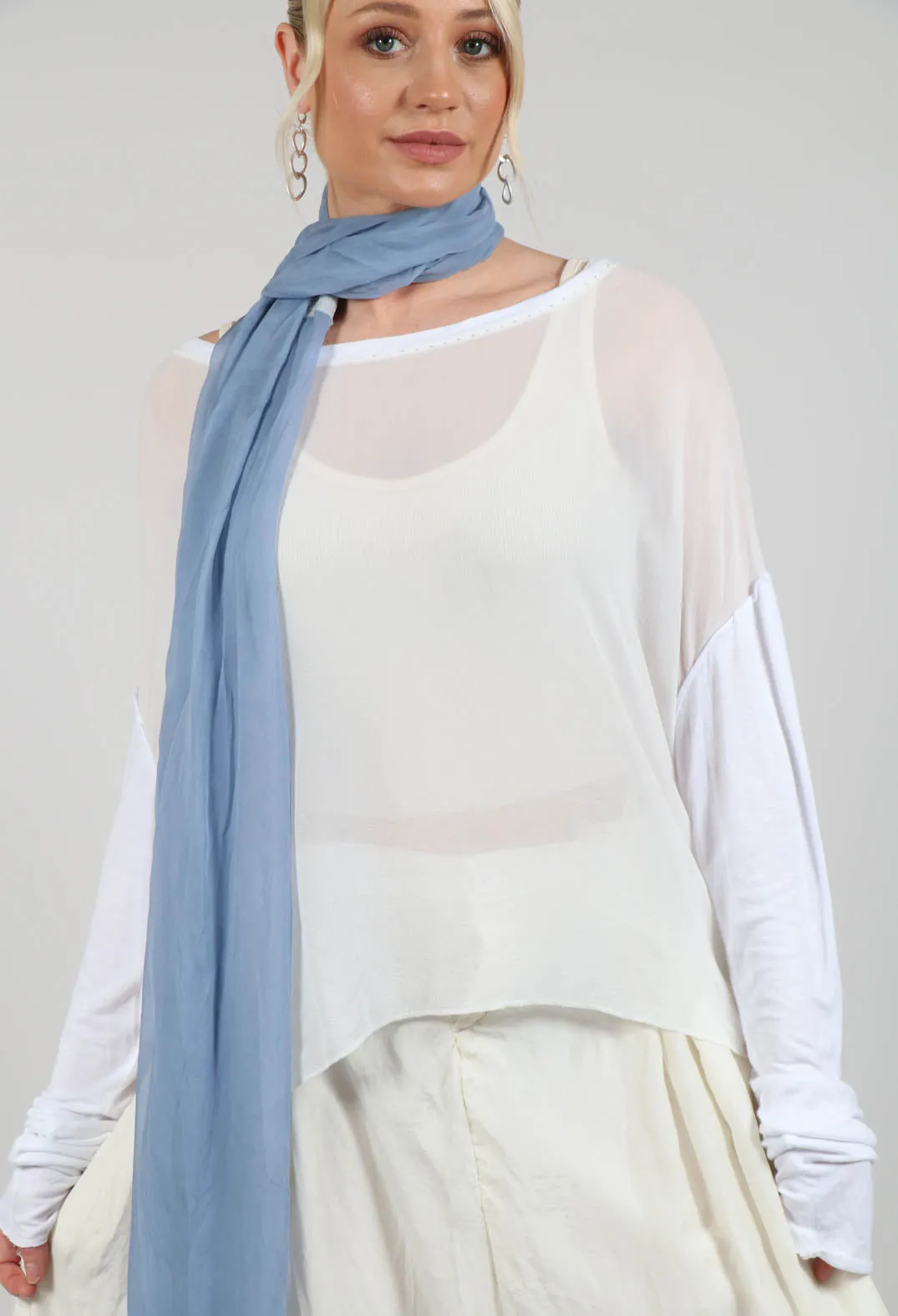 Lightweight Top with Contrasting Sleeves in White