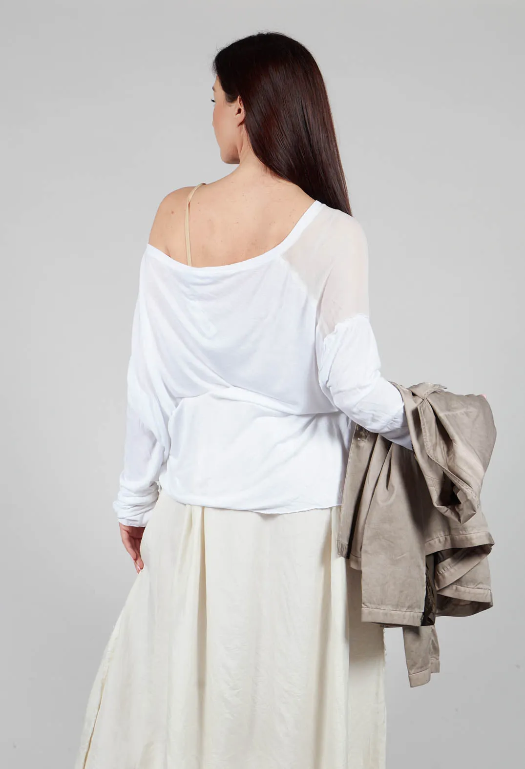 Lightweight Top with Contrasting Sleeves in White