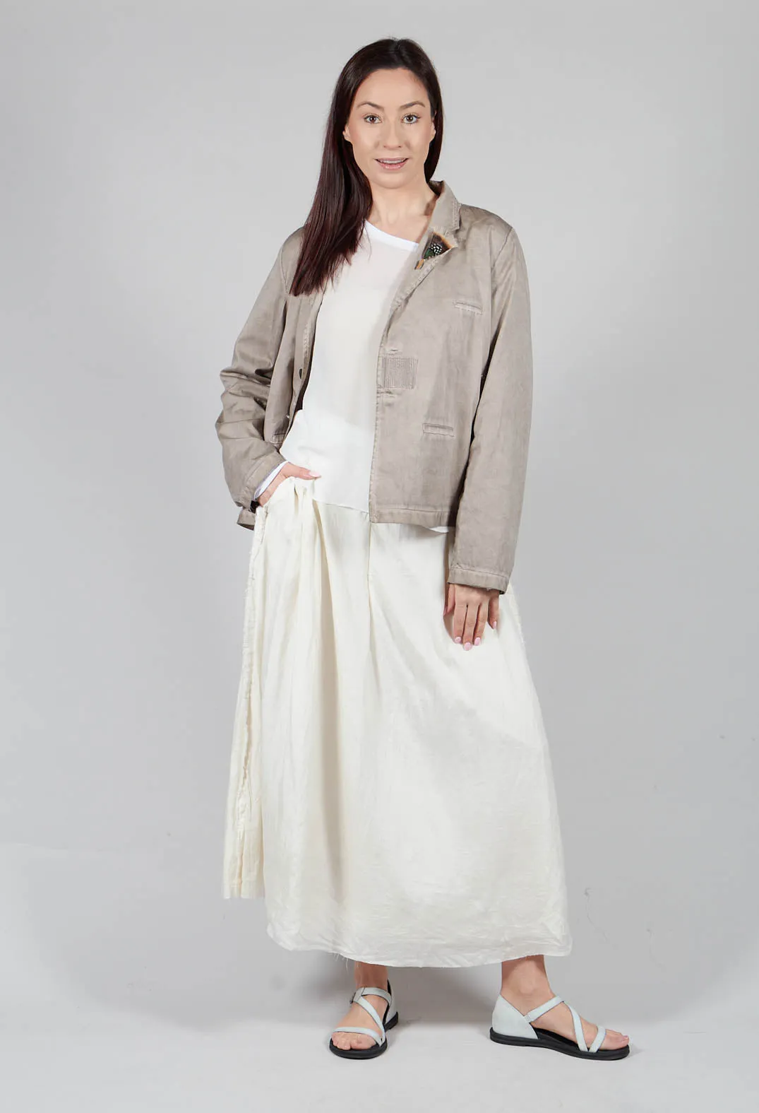 Lightweight Top with Contrasting Sleeves in White