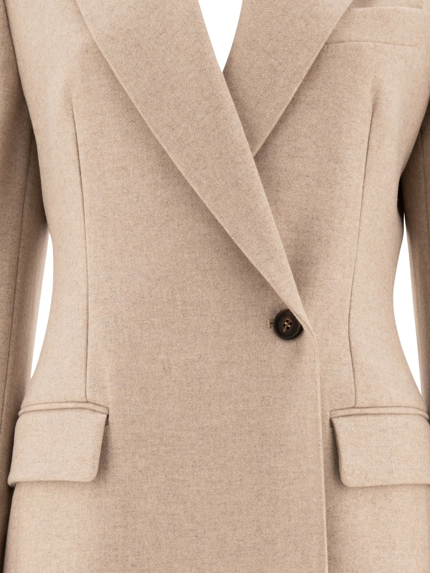 Lightweight Wool Cloth Coat With Monili Coats Beige