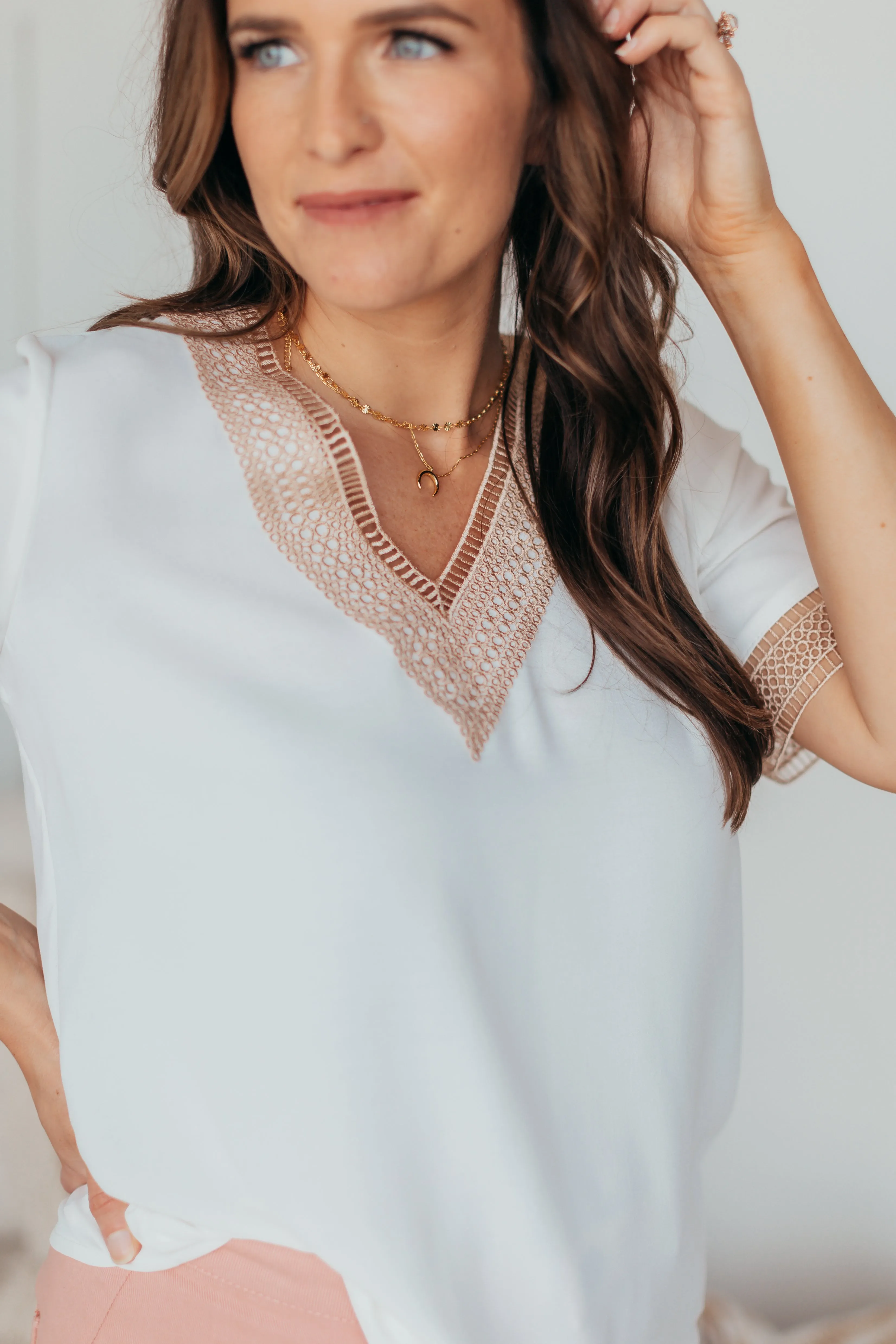 Livia Laced Trim Blouse Top