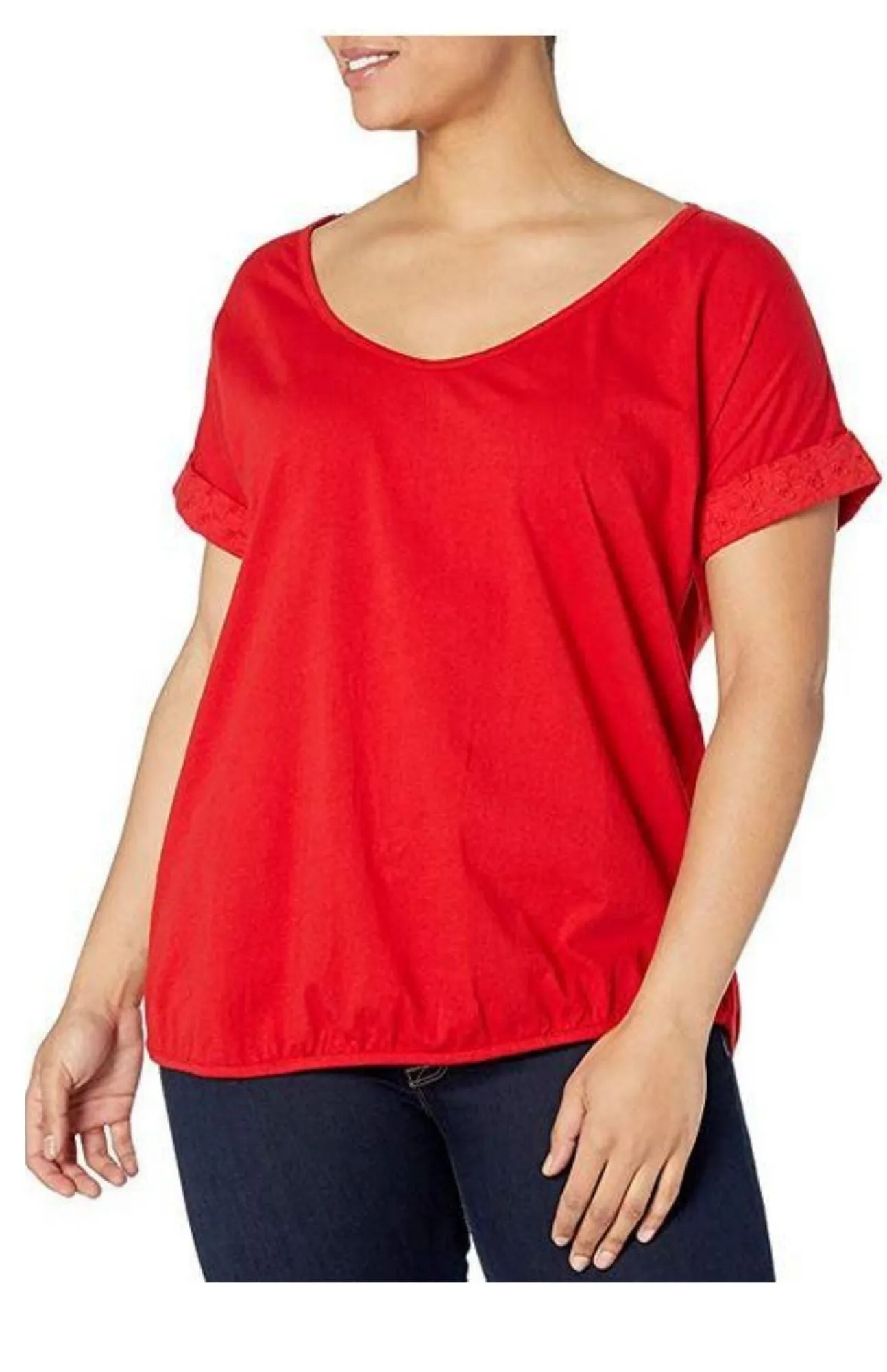 M Made in Italy - Women's Top with Eyelet Sleeves Plus Size