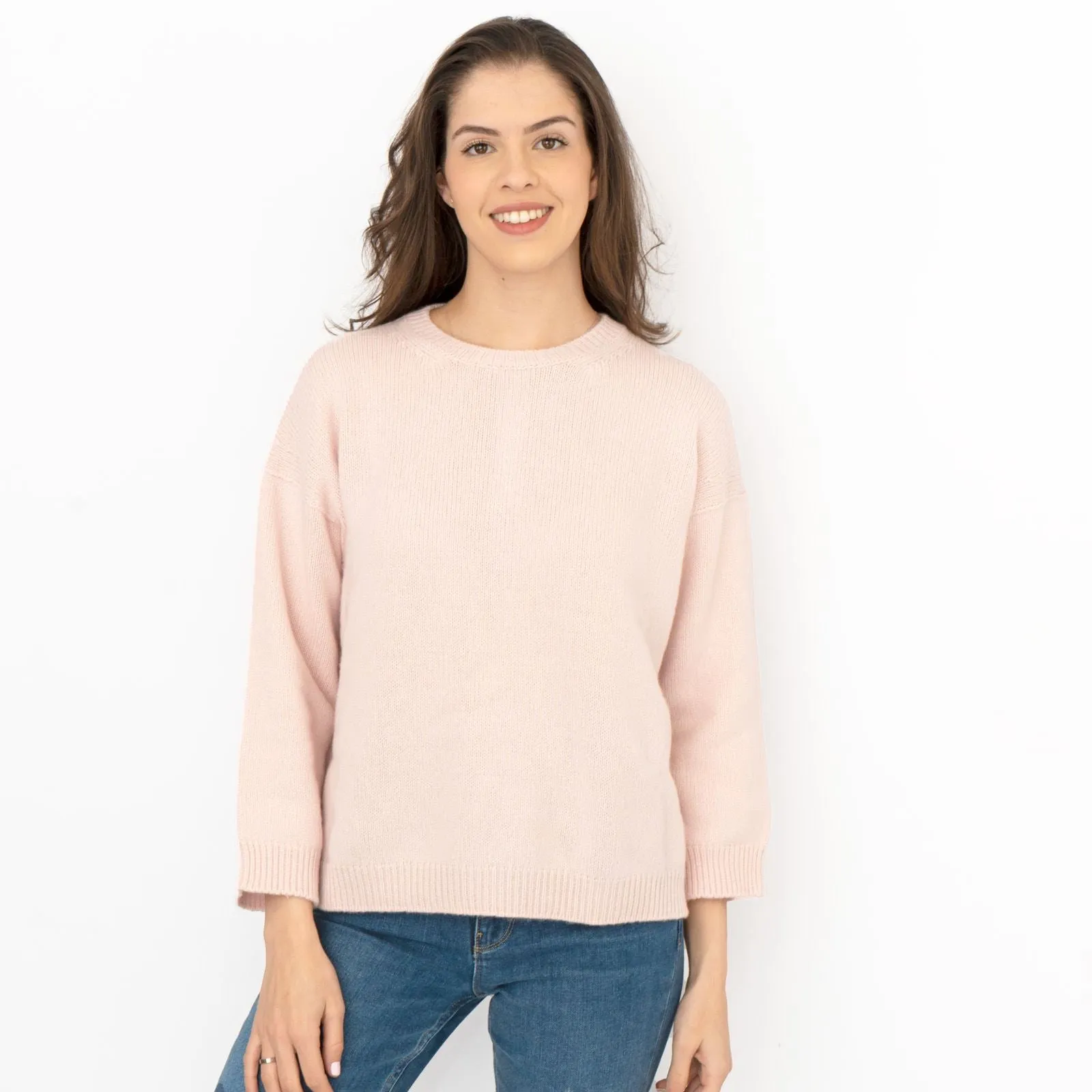 Max Mara Weekend Zoraide Pastel Soft Pink Cashmere Wool Jumpers with Silk