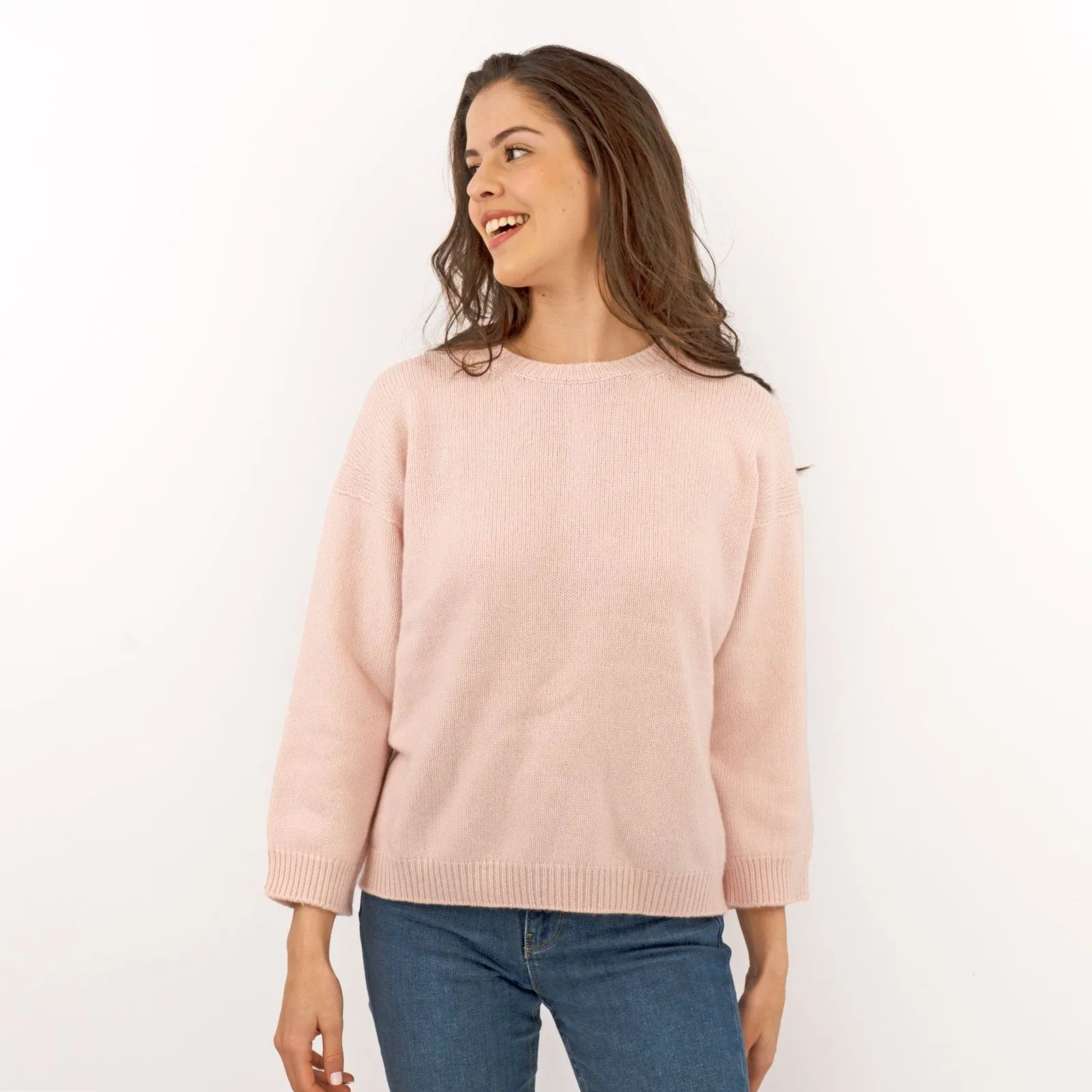 Max Mara Weekend Zoraide Pastel Soft Pink Cashmere Wool Jumpers with Silk