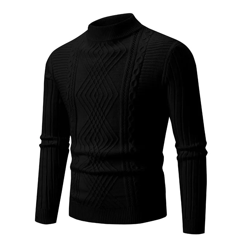 Men's Solid Color Stand Collar Sweater Sweater