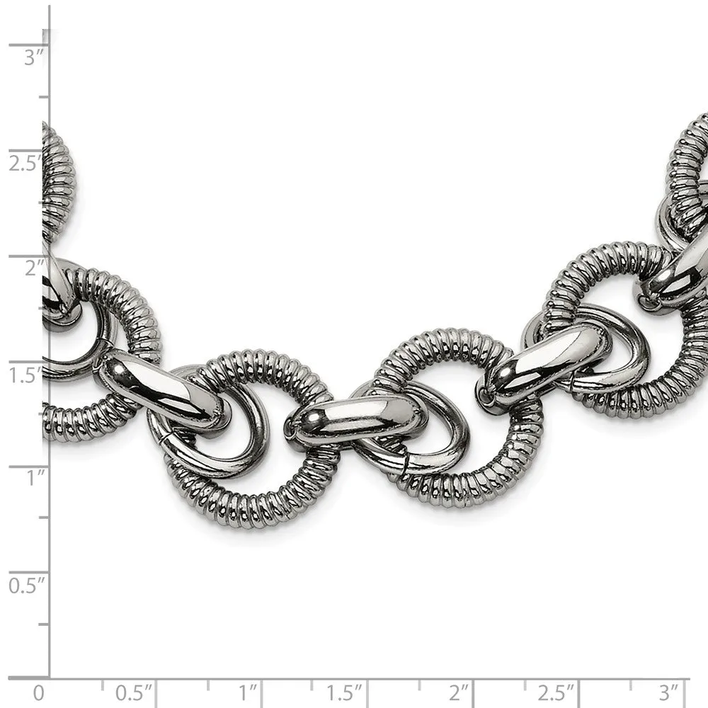 Men's Stainless Steel Wide Multiple Link Chain Necklace, 22 Inch