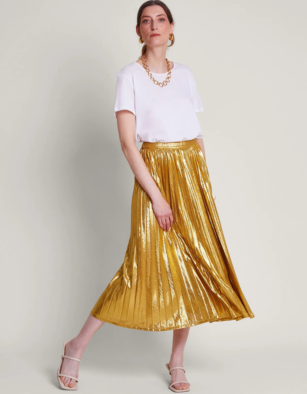 Mia Pleated Skirt Gold