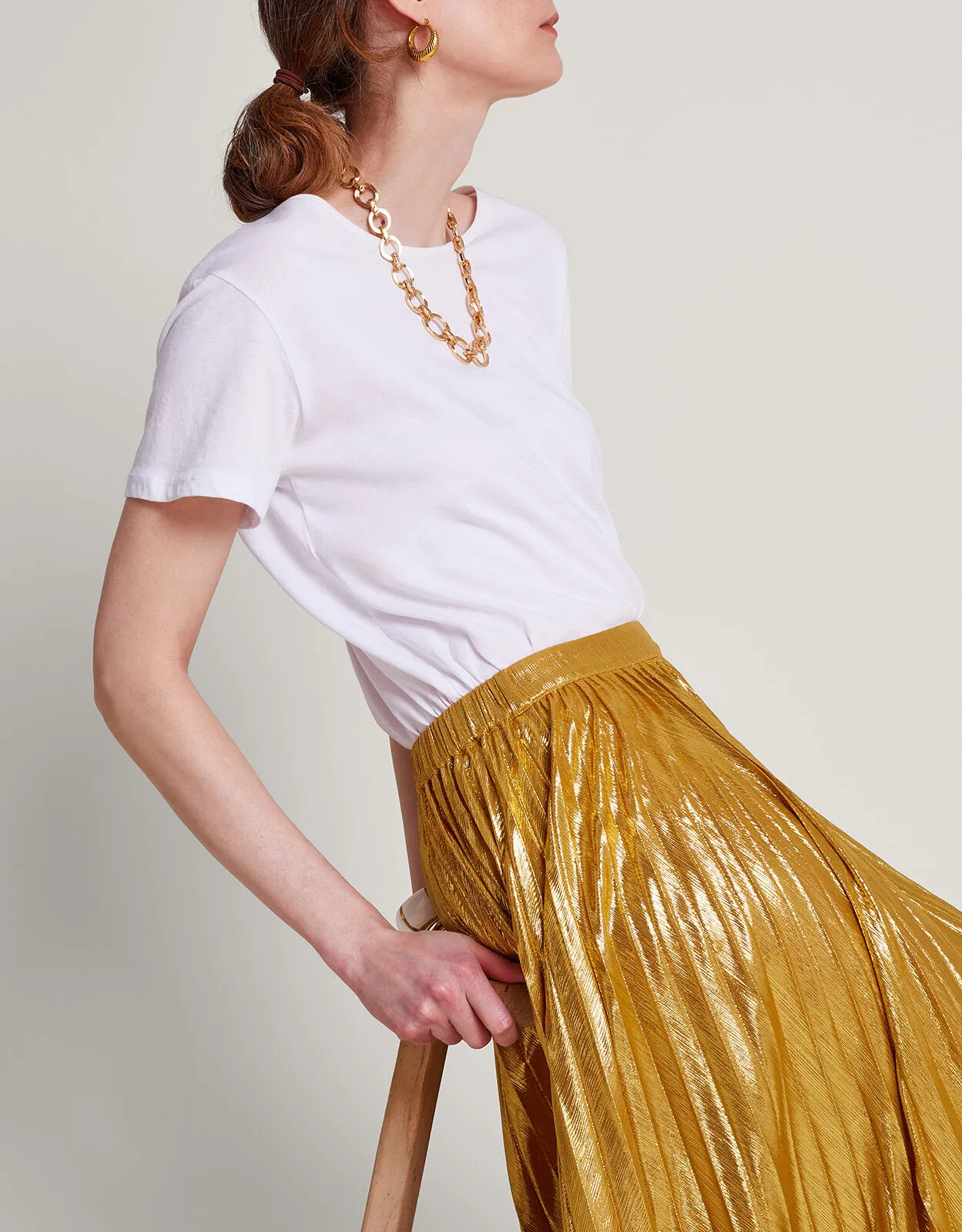 Mia Pleated Skirt Gold