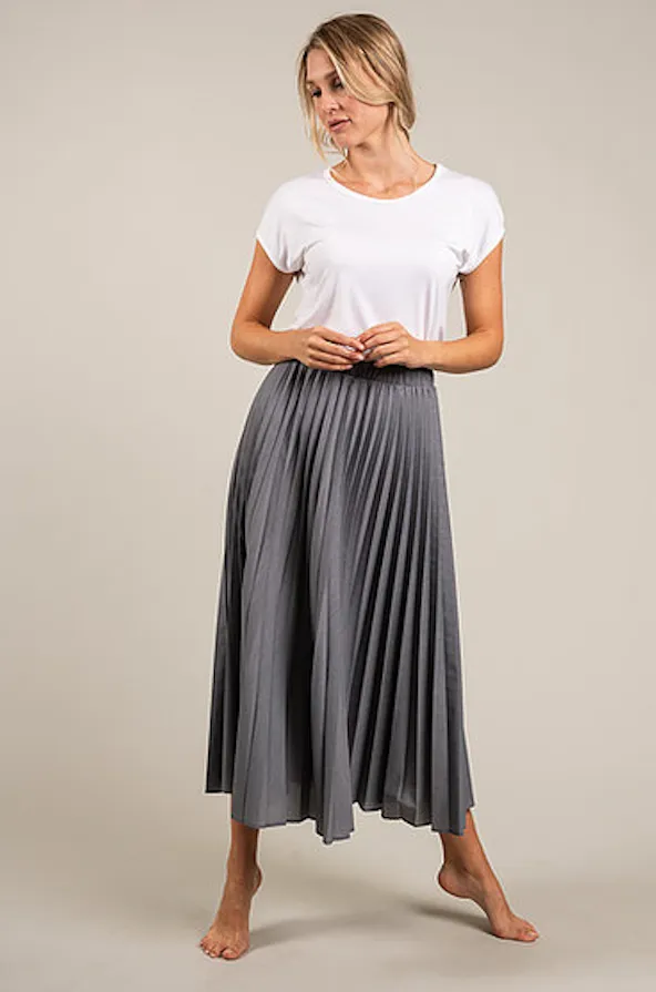 Midi Pleated Skirt - Dove Brown