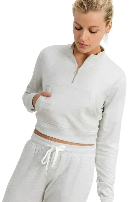 Mono B Crop Half Zip Sweatshirt KT11203 Grey