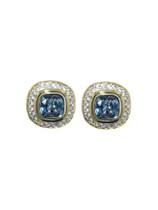 Nouveau Pave Accented Square Post Clip Earrings by John Medeiros - Available in Multiple Colors