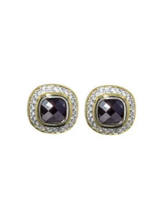 Nouveau Pave Accented Square Post Clip Earrings by John Medeiros - Available in Multiple Colors