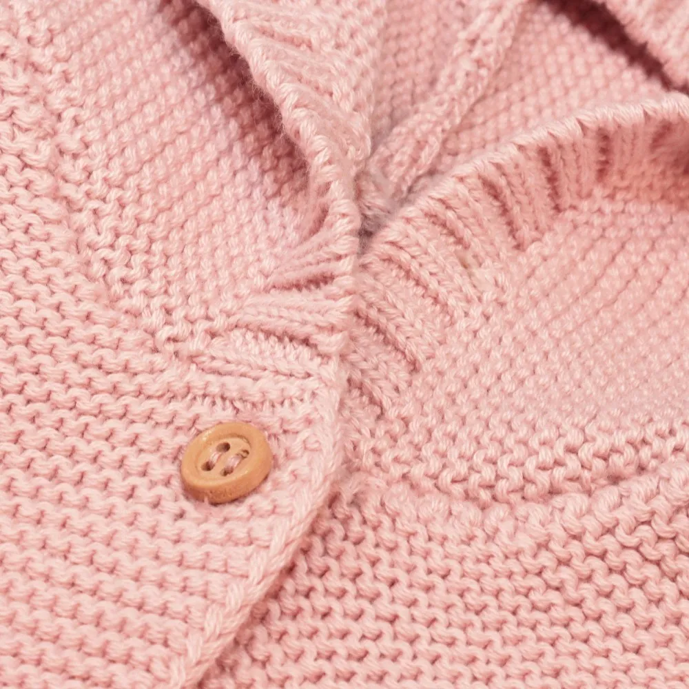 Organic Knit Hooded Sweater in Pink Pearl