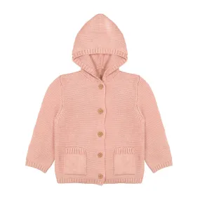 Organic Knit Hooded Sweater in Pink Pearl