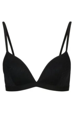 Padded triangle bra with monogram pattern and adjustable straps