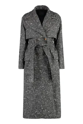 PINKO Grey Wool Trench Jacket for Women - FW23 Collection