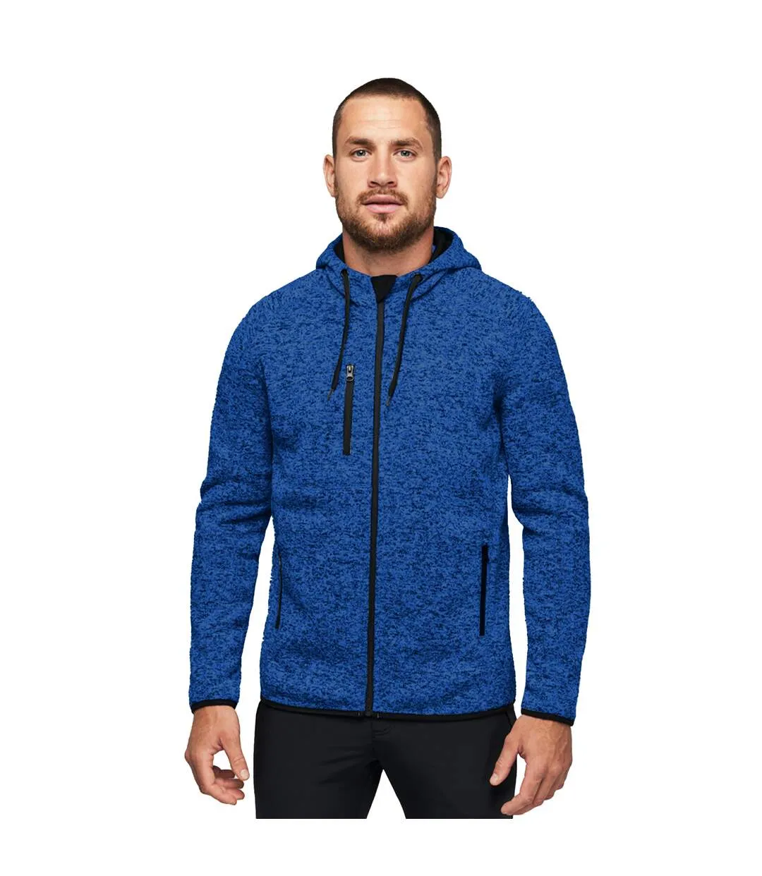 Proact Mens Heather Hooded Jacket (Light Royal Blue Melange) - UTPC3539