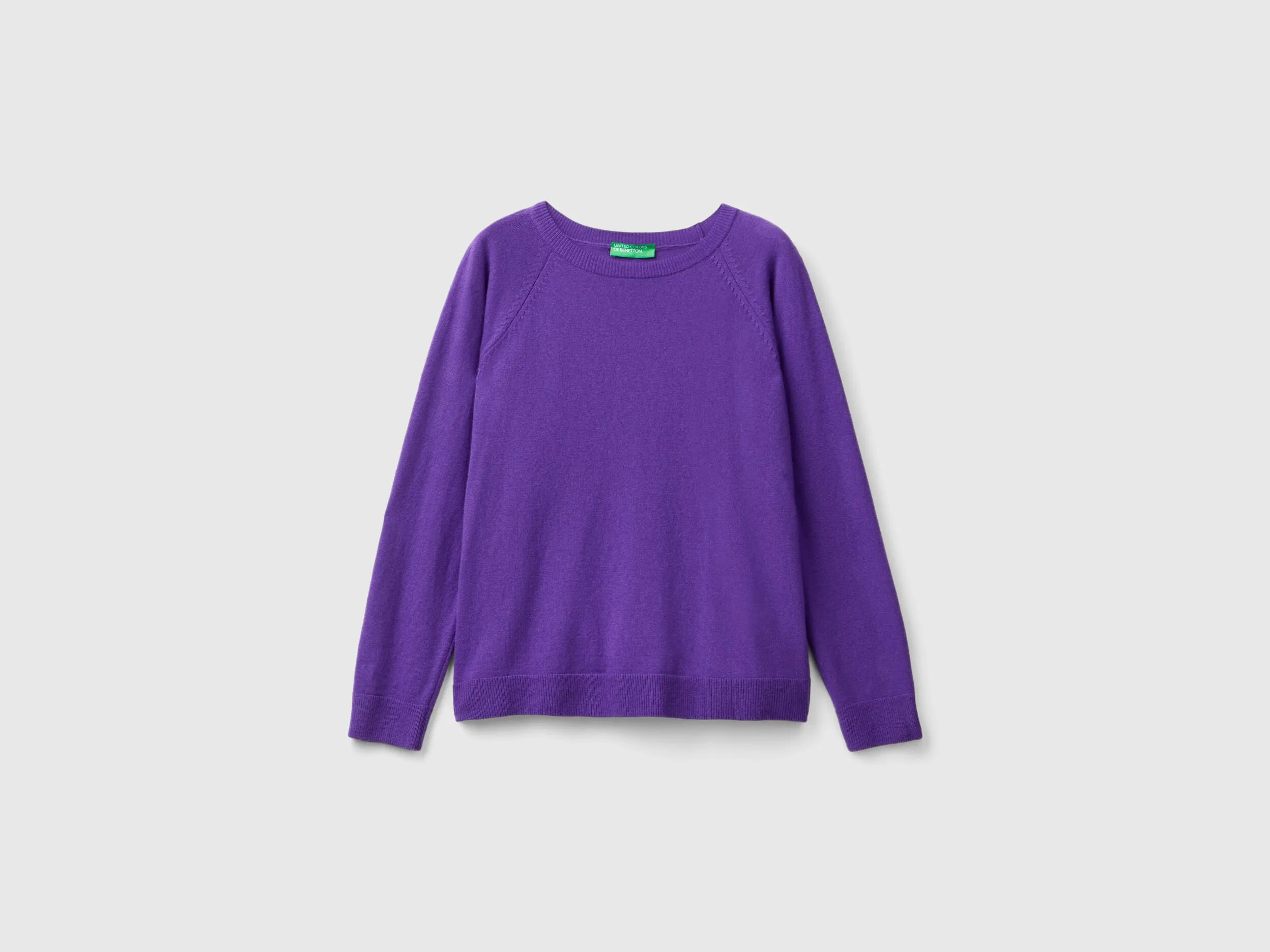 Purple crew neck sweater in wool and cashmere blend - Purple | Benetton