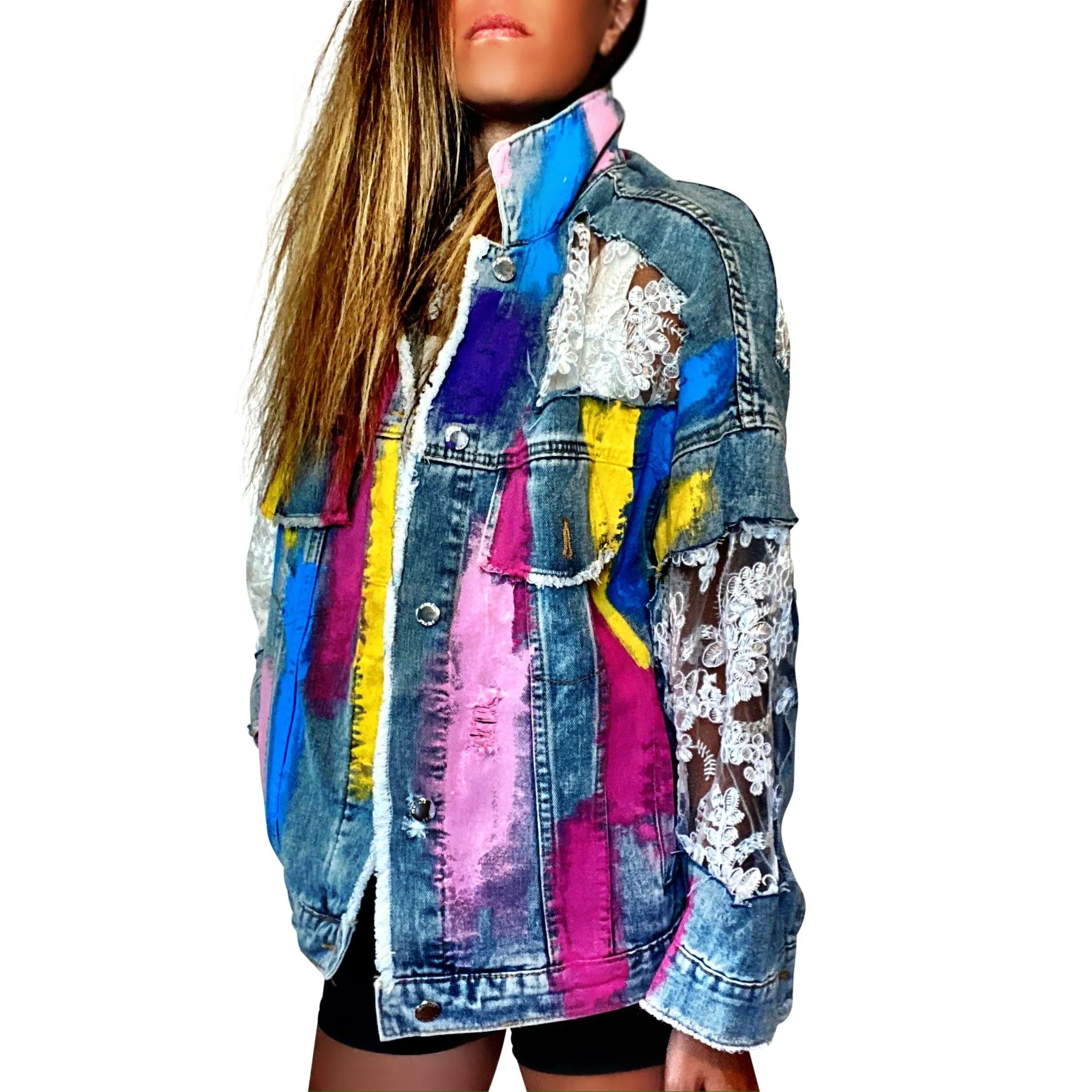 'RAINBOWS AND LACE' DENIM JACKET