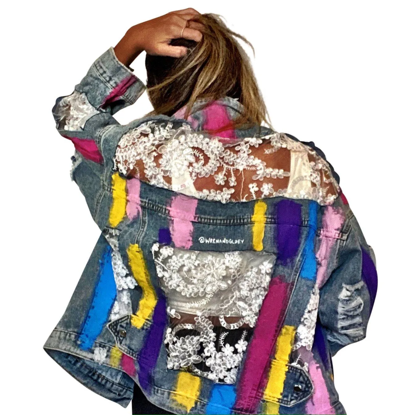 'RAINBOWS AND LACE' DENIM JACKET