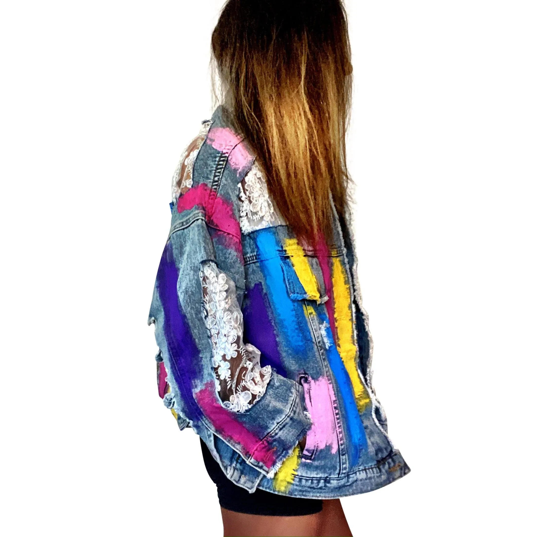 'RAINBOWS AND LACE' DENIM JACKET