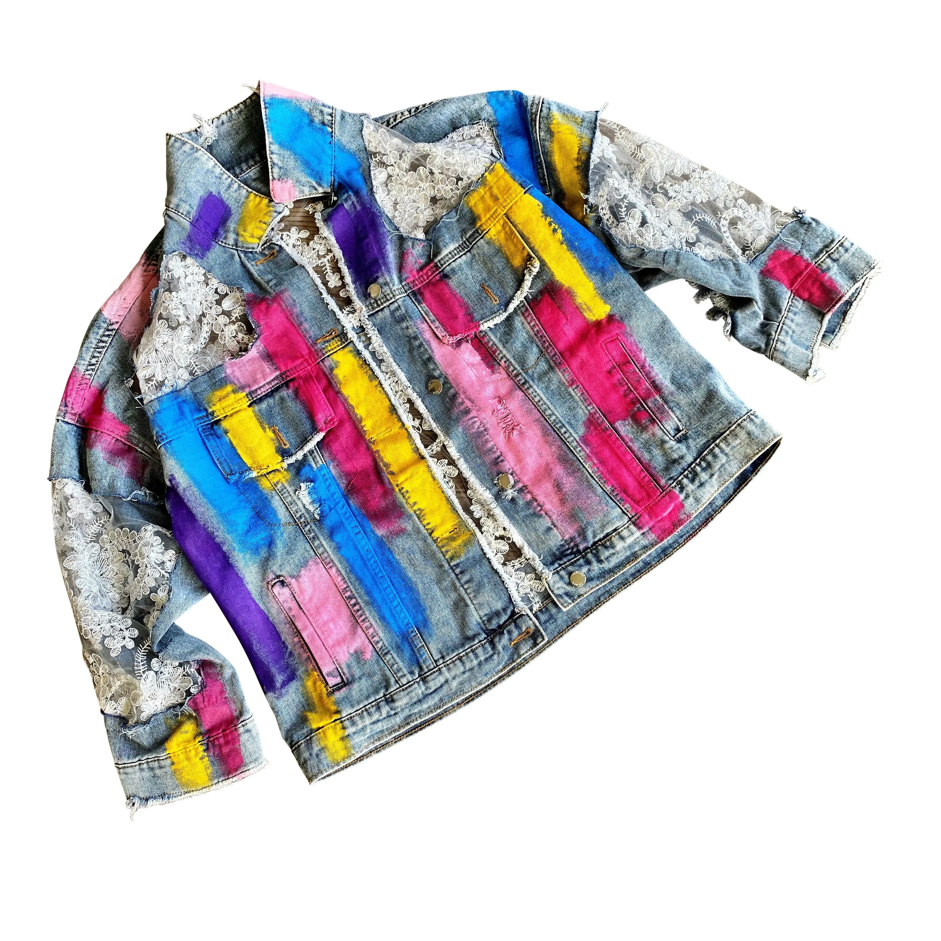 'RAINBOWS AND LACE' DENIM JACKET