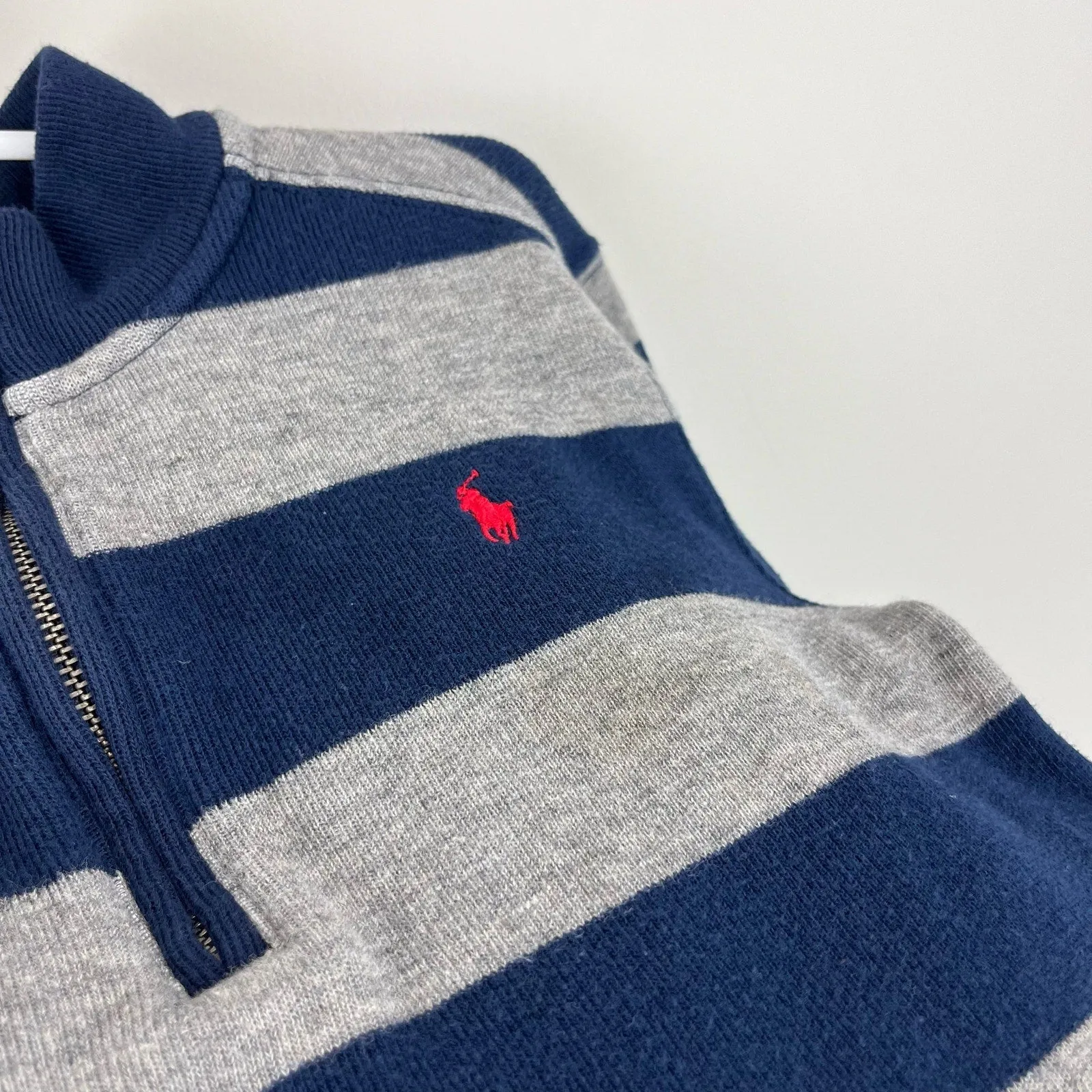 Ralph Lauren Navy Gray Quarter Zip Sweater 6