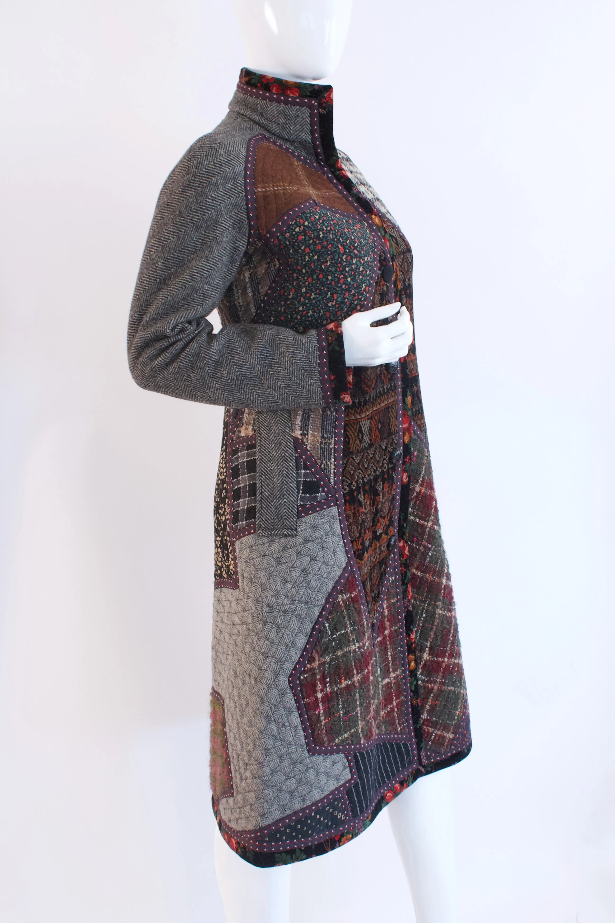 Rare Vintage 70's KOOS VAN DEN AKKER Quilted Patchwork Coat