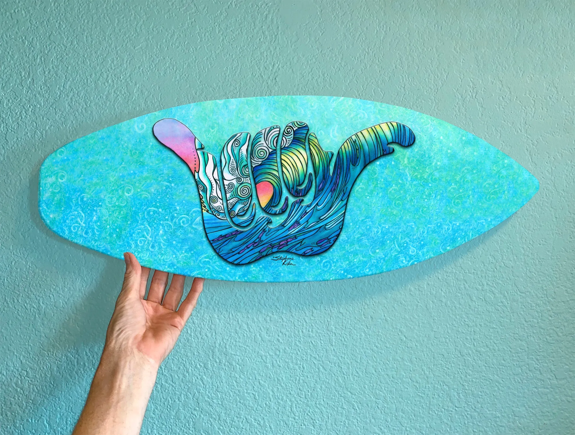 Shaka Wave Surfboard Wall Art