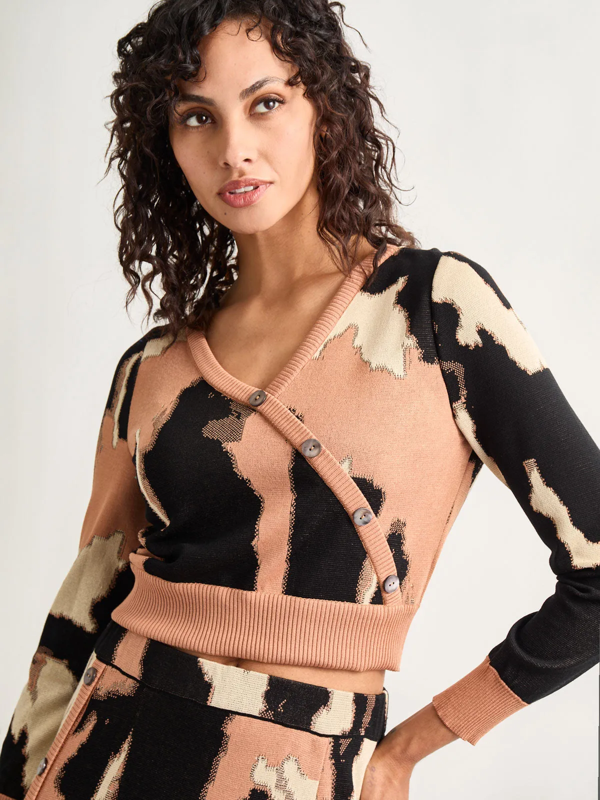 Short Jacquard Soft Knit Sweater Top