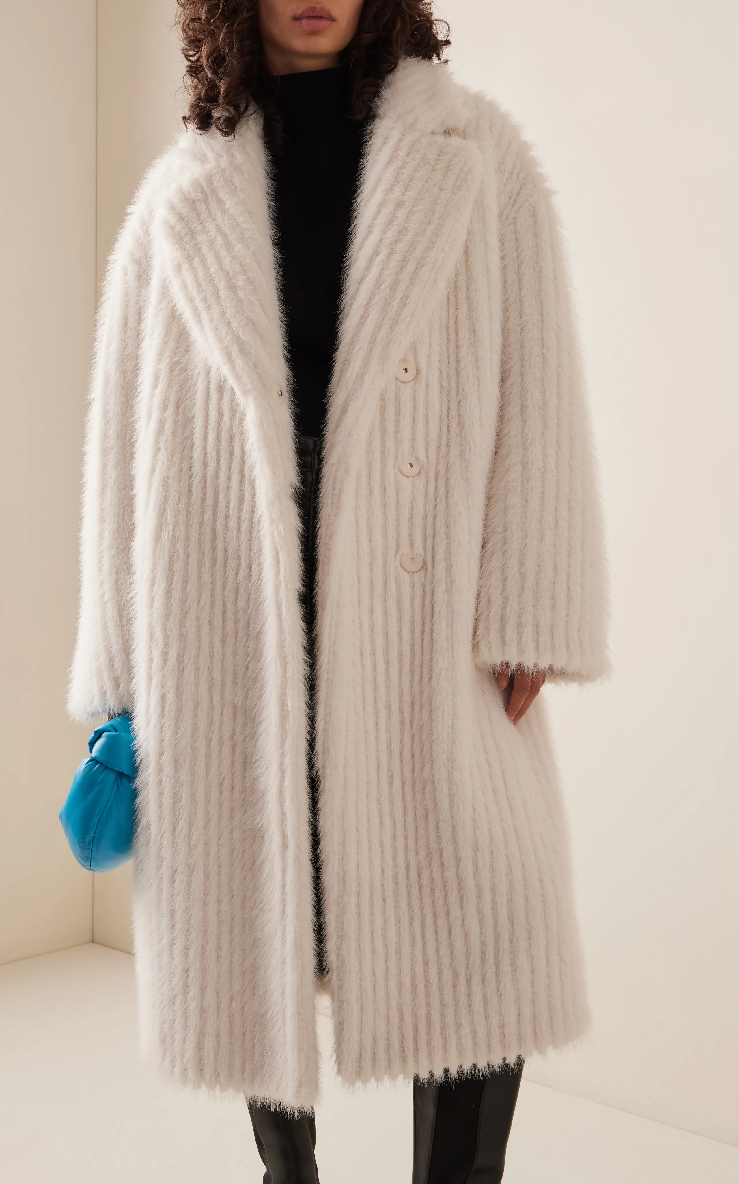 Stand Studio Genevieve Ribbed Faux Fur Coat