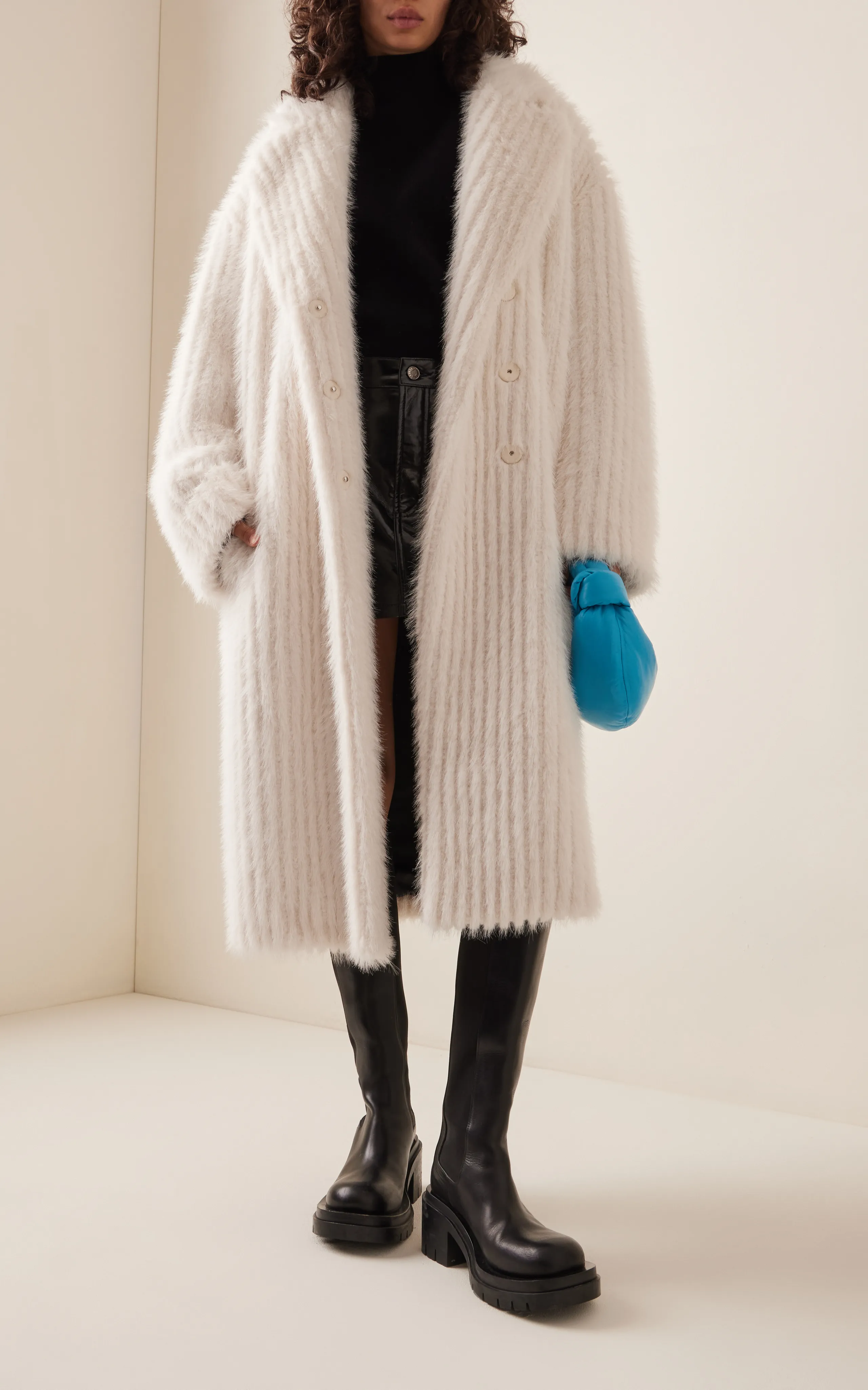 Stand Studio Genevieve Ribbed Faux Fur Coat