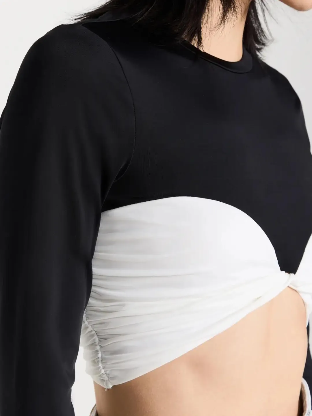 Stretchable Cotton Corset Look Crop Top