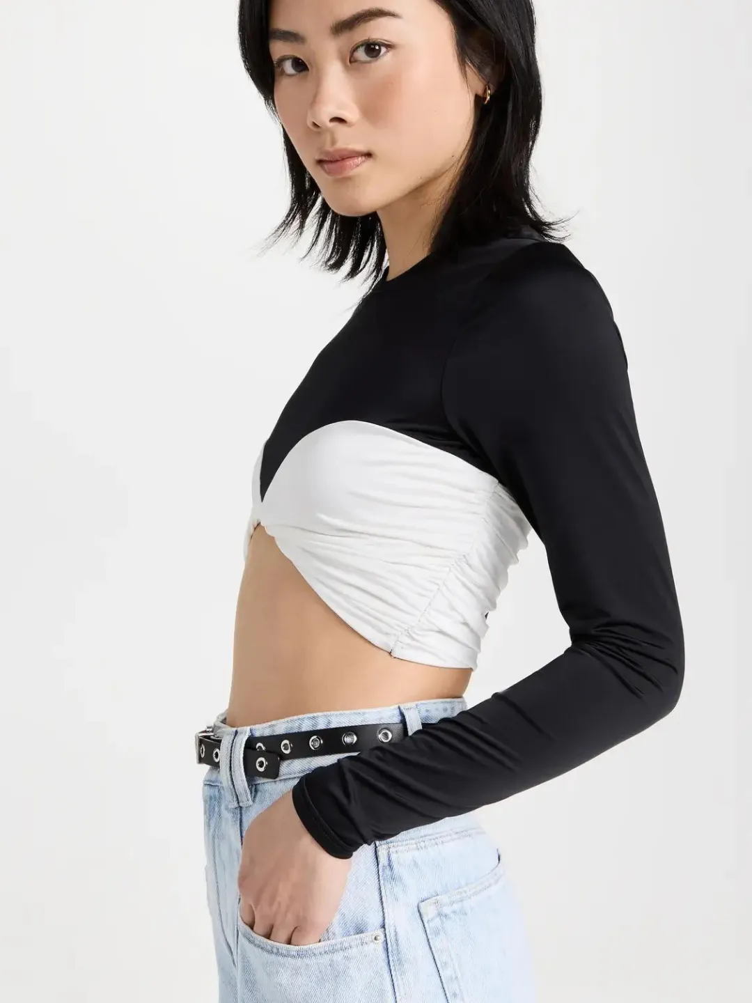 Stretchable Cotton Corset Look Crop Top