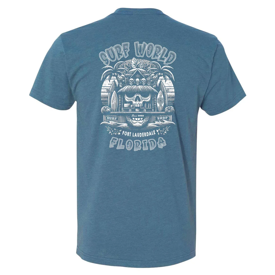 Surf World Dive Bar Skully  Tee Shirt - Heather Slate Blue