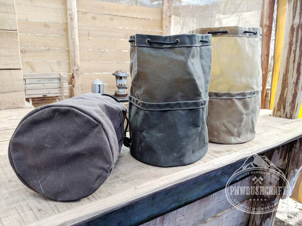 The Cedar Bucket Bag with Outside pockets Available in 5 sizes Perfect for Organizing Your Kit