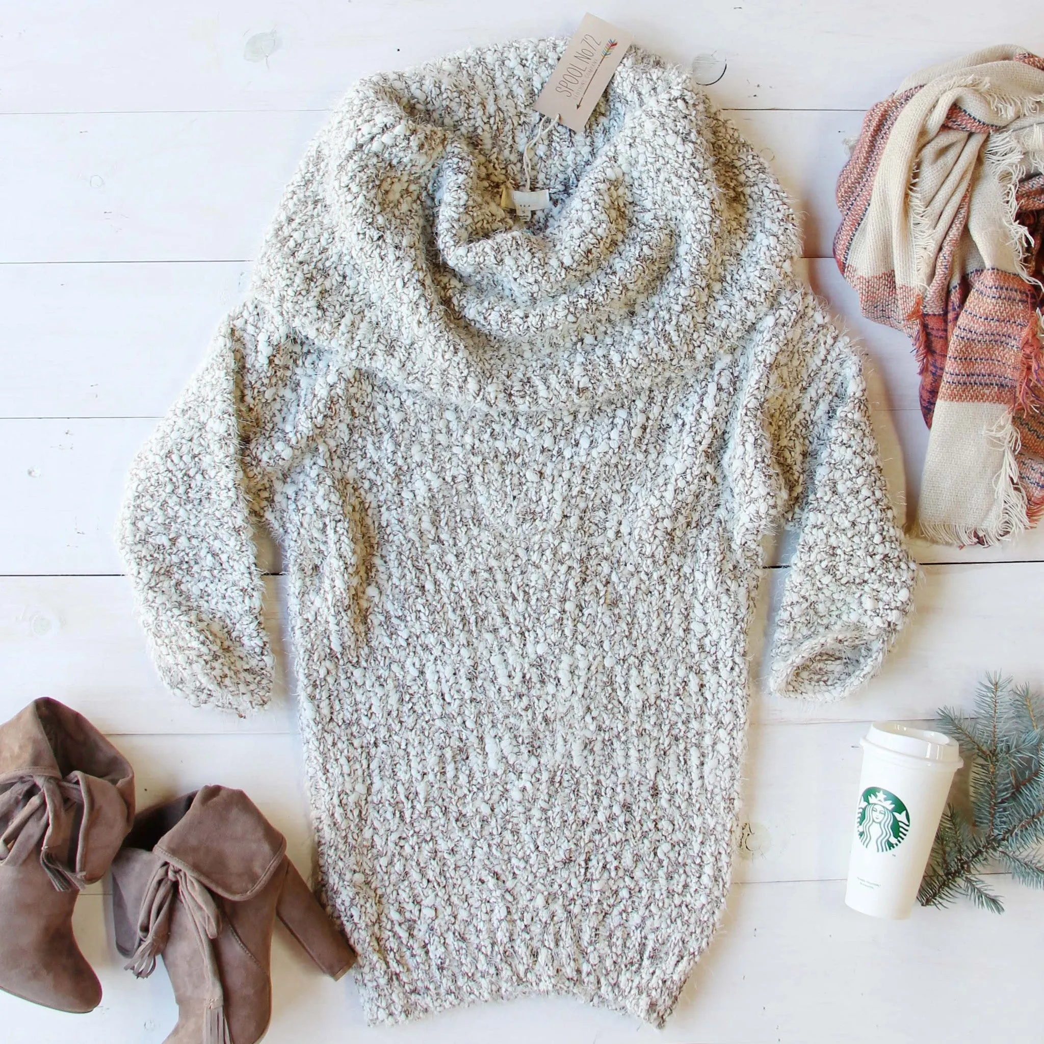 The Nubby Knit Sweater Dress in Taupe