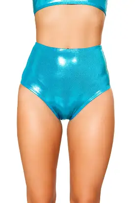 Turquoise Shimmer High Waist Shorts Rave Outfits